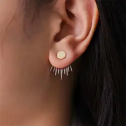 1 pair of geometric circular irregular star shaped earrings, ear jacket, two-way wearing, women's party accessories, wedding ear