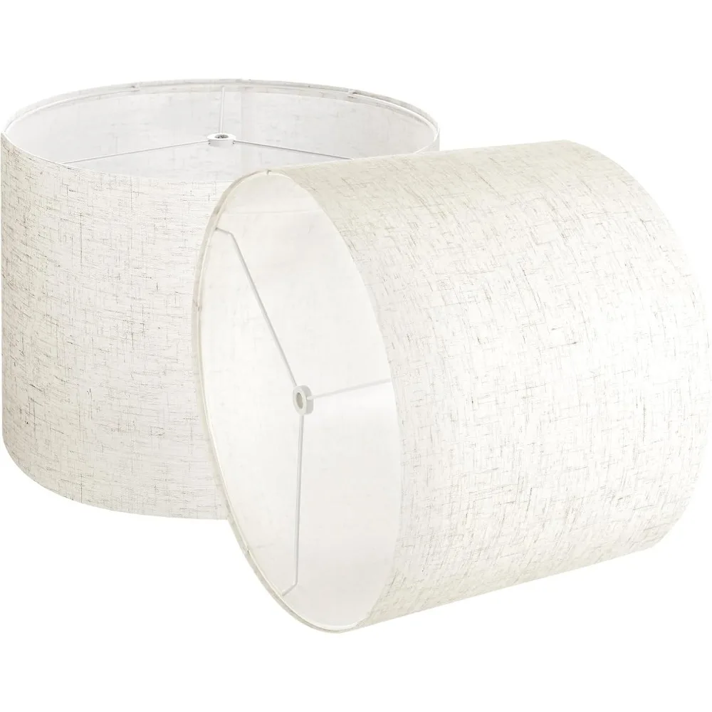 

абажур барабанного лампы 2 комплекта, 13 дюймов верх x 13 дюймов низ x 10 дюймов высотой, средний льняной абажур барабана, сменный абажур для настольной лампы