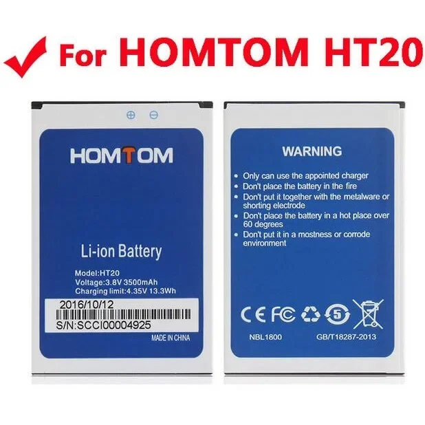 

100% Original Full 3500mAh HOMTOM HT20 Battery Batteries Replacement For HOMTOM HT20 Pro HT20-Pro Smart Phone