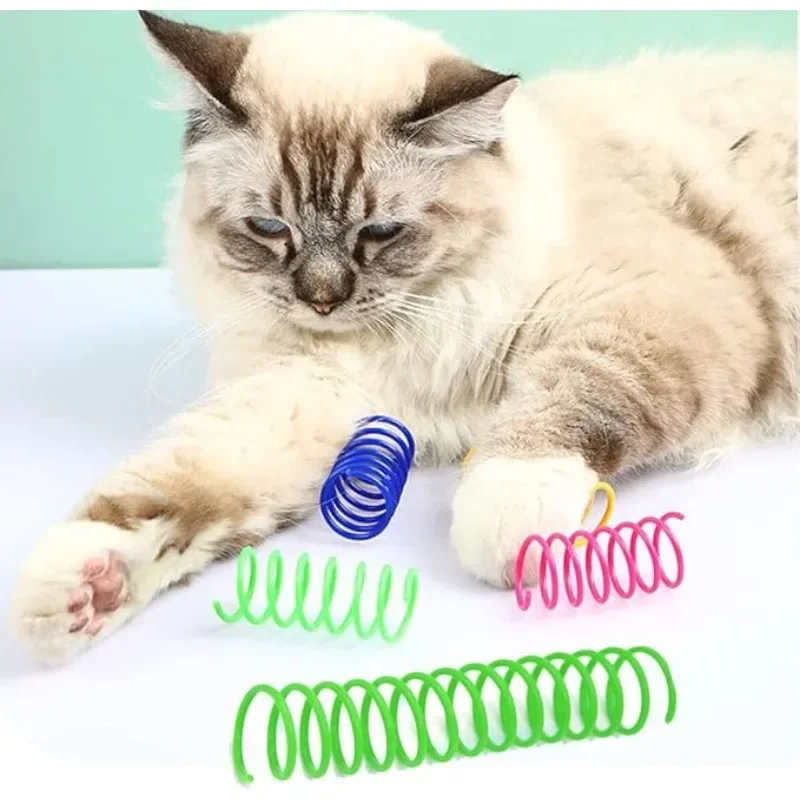 Interactive Cat Spiral Creative Spring Toy, Kill Time Sturdy and Heavy Plastic for Swatting Biting Hunting Kitten Toys, Colorful