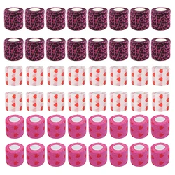 White/Pink Heart And Pink Leopard Tape Tattoo Handle Bandage Anti-slip Athletic Nonwoven Self-adhesive Elastic Bandage Grip