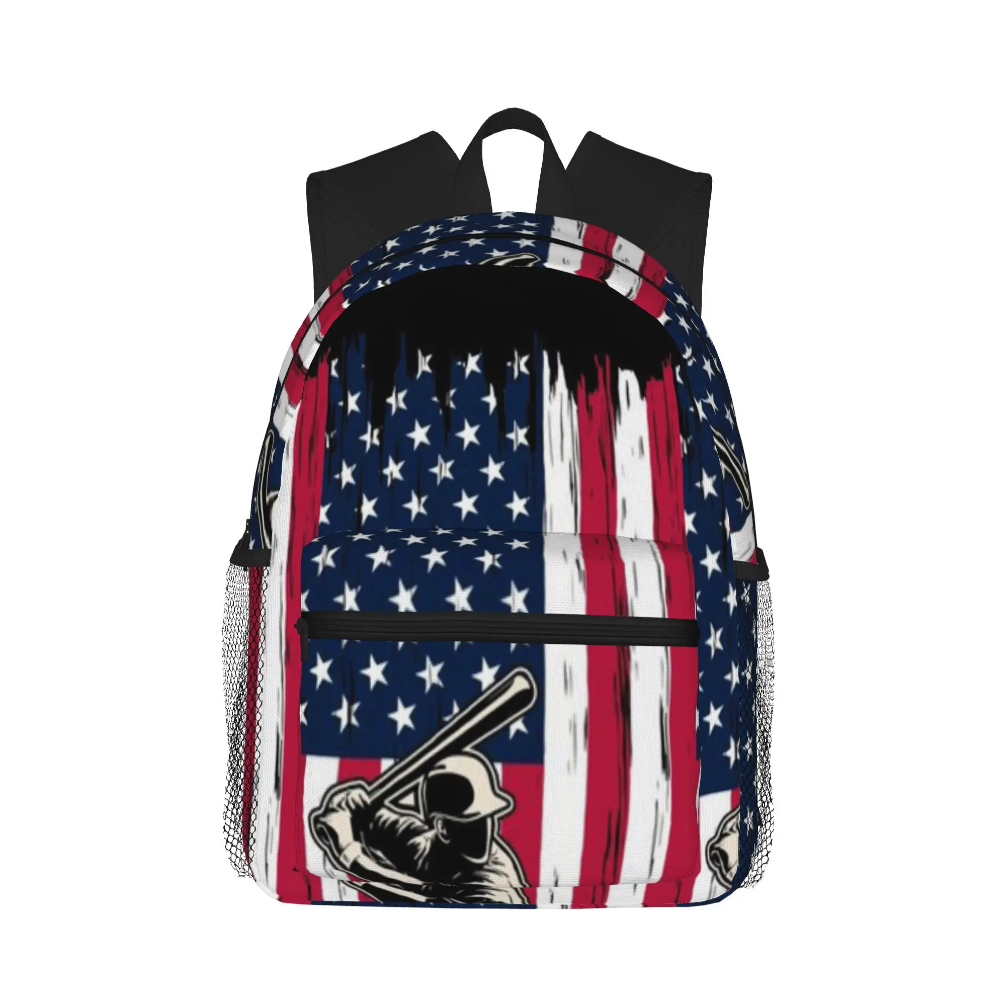 USA Baseball Flag - Funny American Vintage logo  Casual Backpack for Students and Adults Travel backpack