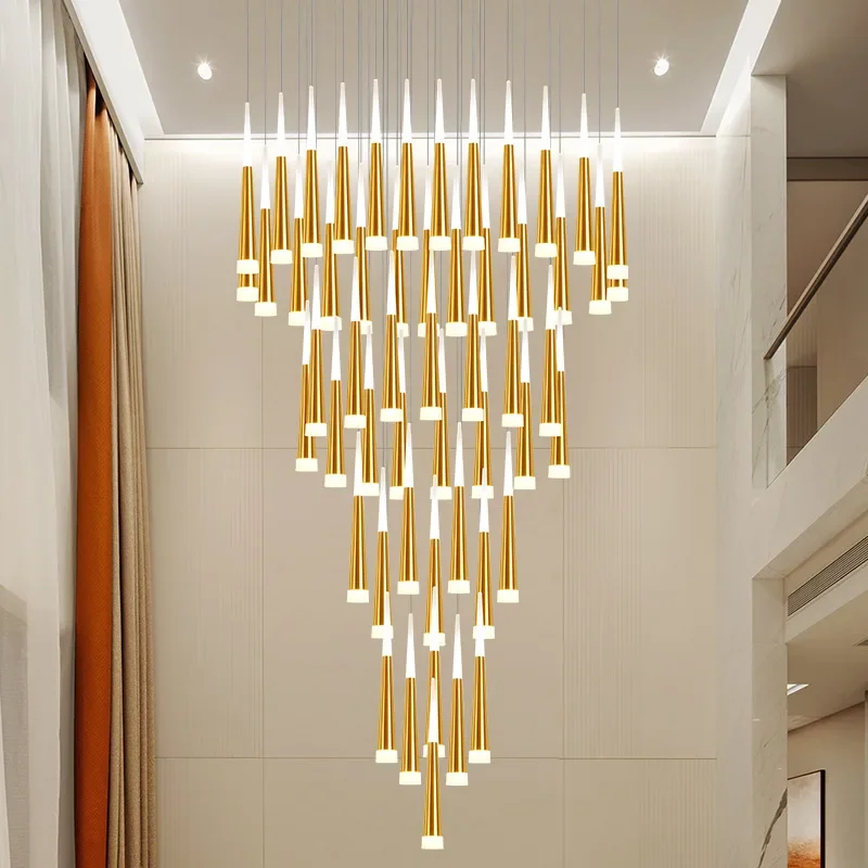 

Staircase Long Chandeliers Nordic Modern Simple Meteor Shower Villa Creative Duplex Pendant Lamps Mall Coffee Shop Led Lighting