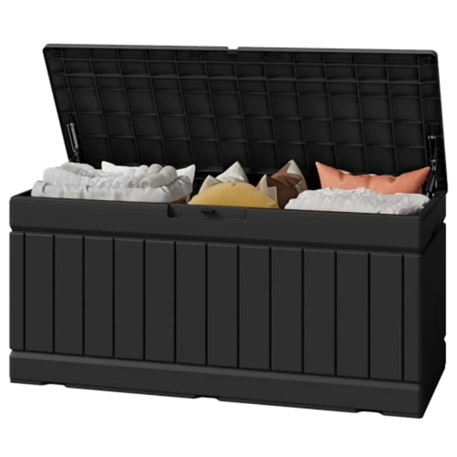 

Outdoor Storage Box Storage Bin with Lid for Patio Furniture, Garden Tools, Pool Supplies, Waterproof and UV Resistant, Lockabl