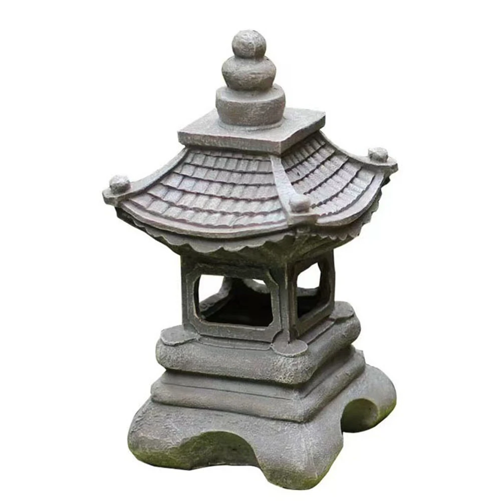 

Solar powered Chinese palace lanterns retro stone pagodas outdoor sculptures decorative courtyard landscape lights Party Home