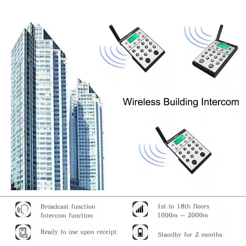 Dual-way Wireless Desk Business Telephone Hotel Office Intercom Phone Systems For Apartment Buildings