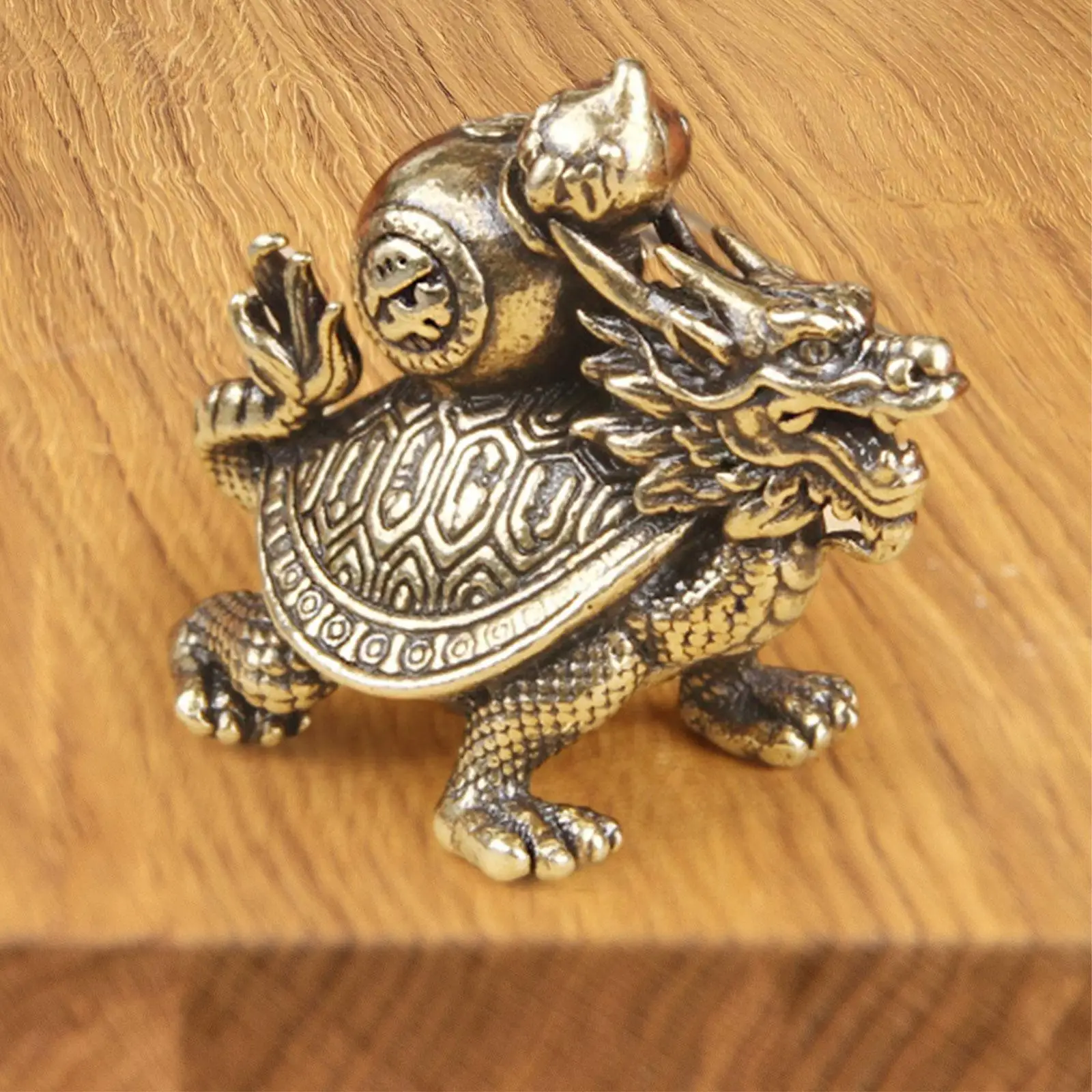 Wealth Brass Decor Decoration Table Prosperity Miniature Fengshui Fortune Gift Props Dragon Sculpture with Gourd Luck Animal