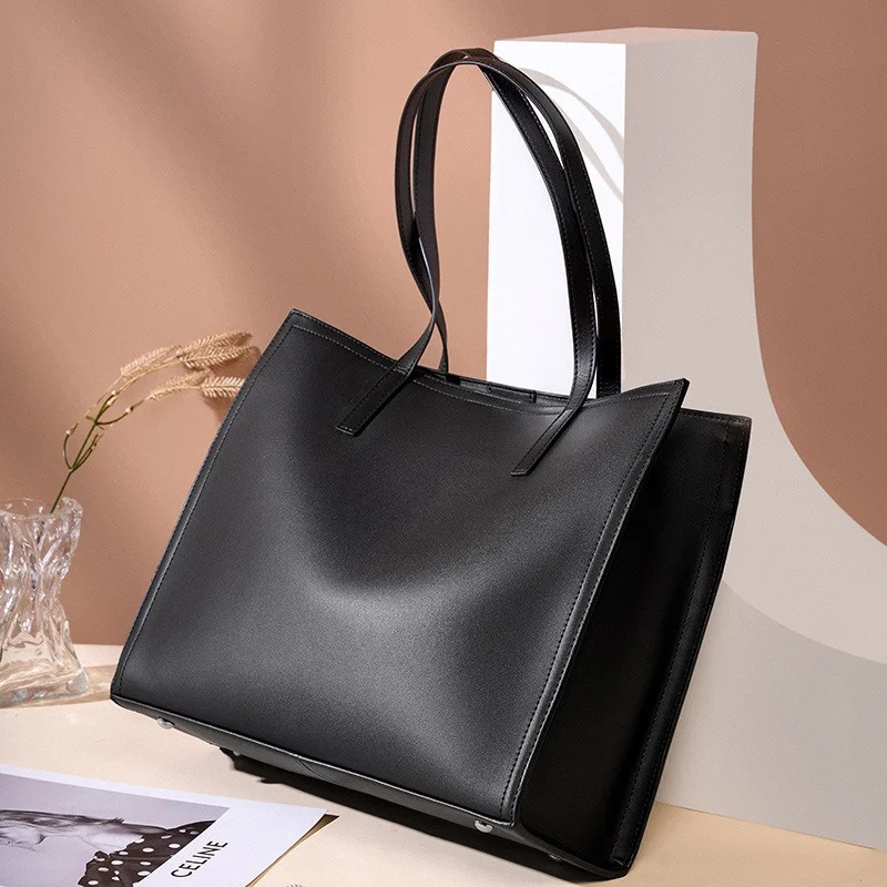 Trendy Genuine Leather Large Capacity Leather Tote bag New Women\'s Fashion Shoulder Bag Versatile Crossbody Bag Soft Materia