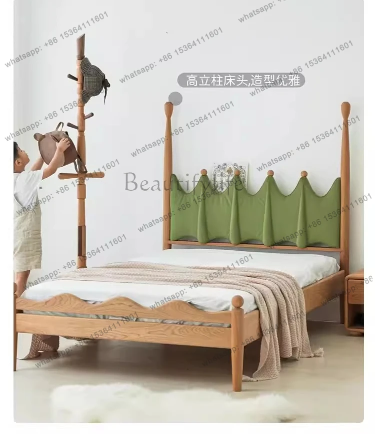 

Solid wood French medieval style second bedroom youth bed ash bedroom high sense light luxury