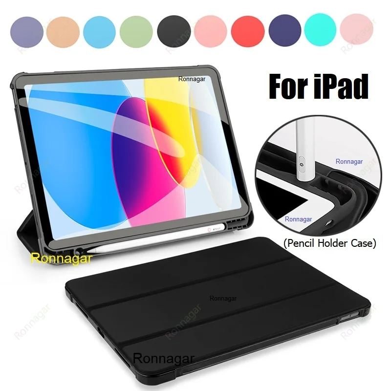 

Pencil Holder Funda Case for iPad 9th/8th/7th Generation 10.2Inch Case 2021/2020/2019 Soft Back Capa Stand Cover Auto Sleep wake