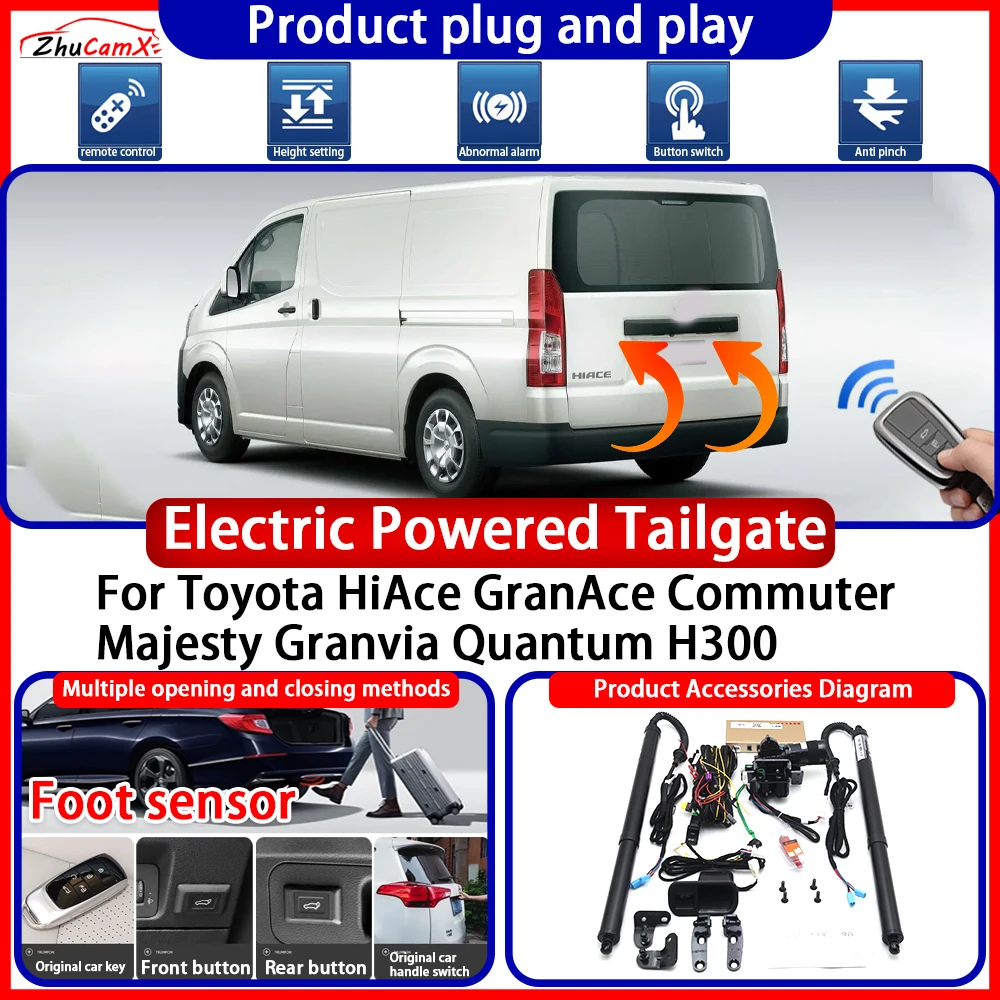 Hayon électrique pour Toyota HiAce GranAce Commuter Majesty Granvia Quantum H300, anti-pincement, commande intelligente du coffre