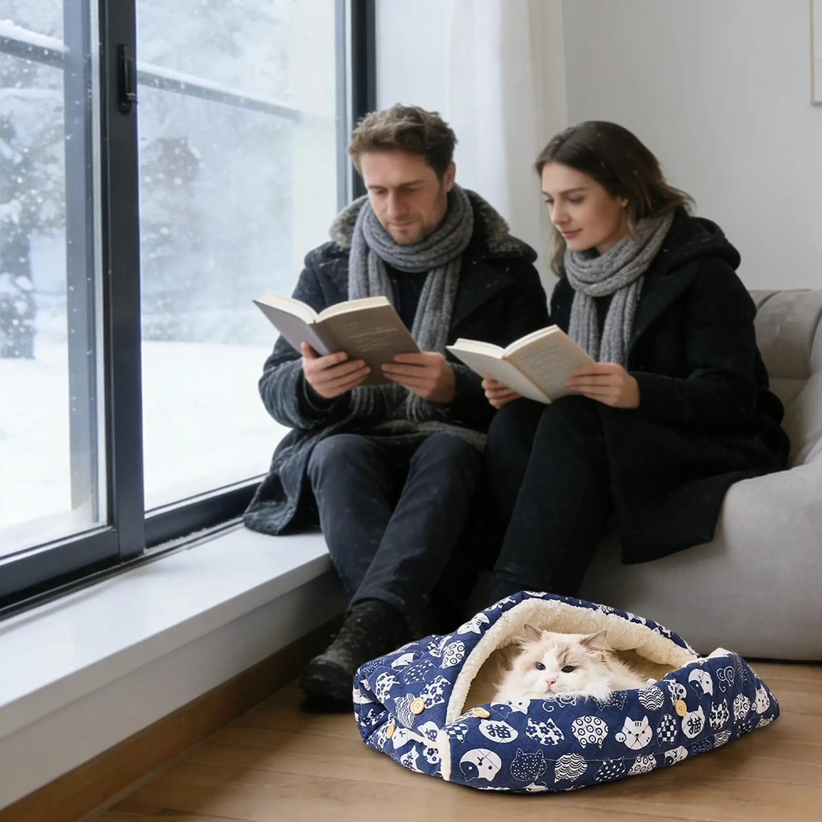 

Складная зимняя лежанка-гнездо для кошек, зимний спальный мешок для кошек и щенков, для использования в гостиной, спальне, на балконе