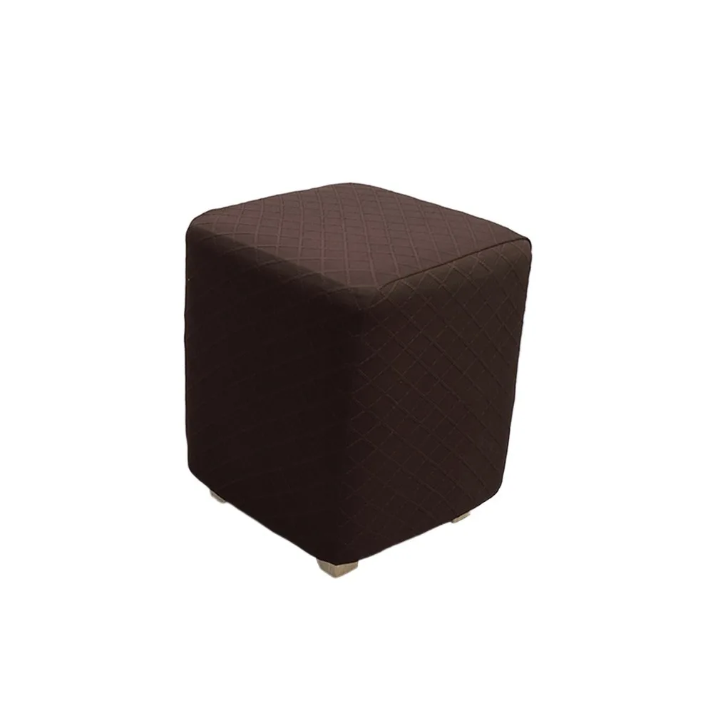 Durable Solid Color Jacquard Ottoman Cover T-Shape Elastic Square Stool Cover Soft Footstool Case Living Room