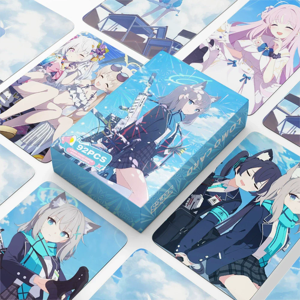 92PCS Blue Archive Anime Lomo Cards & Mini Stickers Set - Game Character Photocards Perfect Collection & Gift for Fans