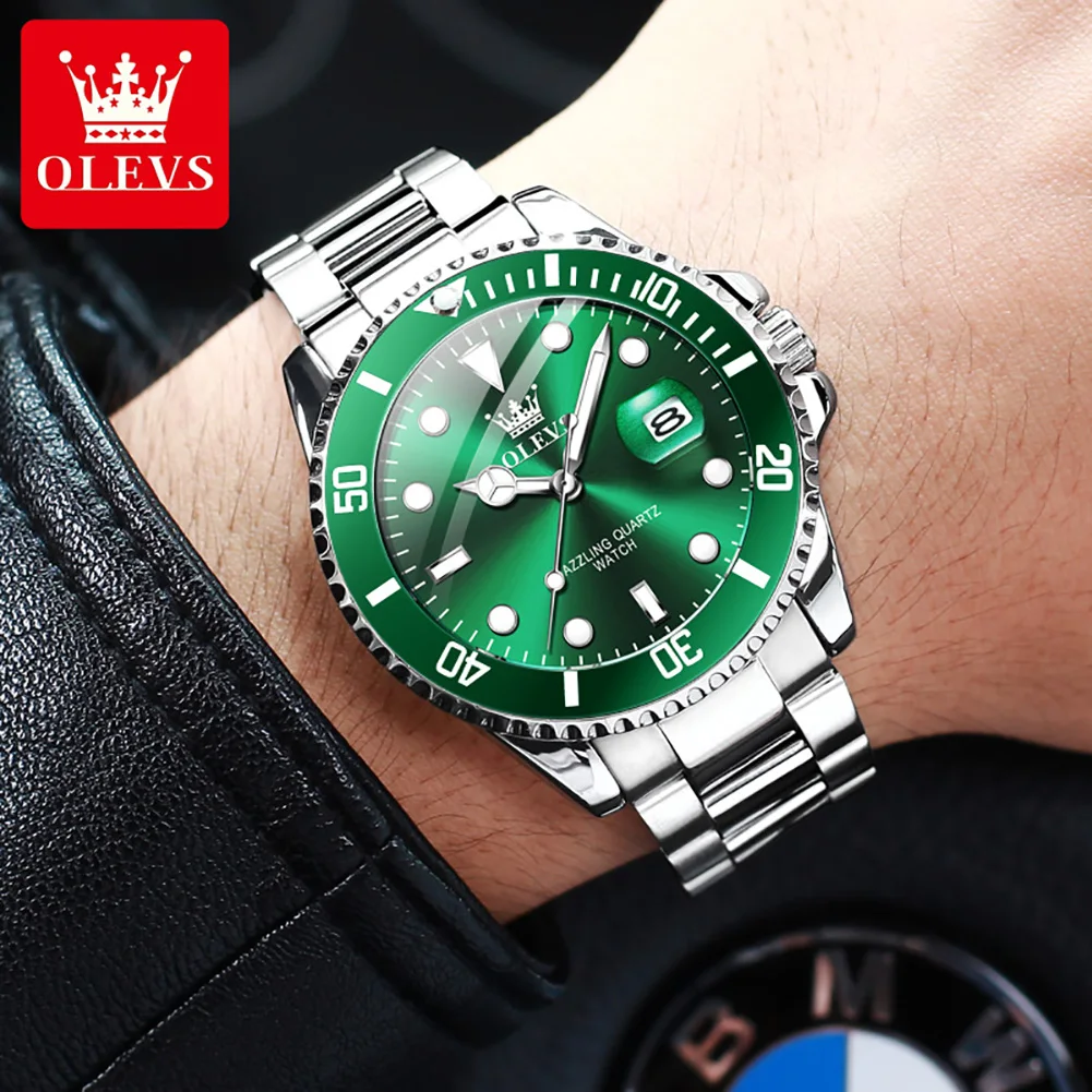 OLEVS 5885 Top Brand Classic Men\'s Quartz Watch Luminous Hands Calendar Display Stainless Steel Strap Waterproof Men\'s Watch