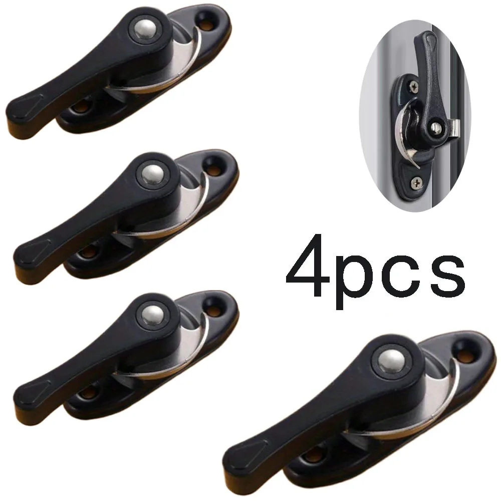 

4pcsUniversal Crescent Stainless Steel Crescent Universal Lock Hook Door Window Hook Lock Safety Window Lock Sliding Door Buckle