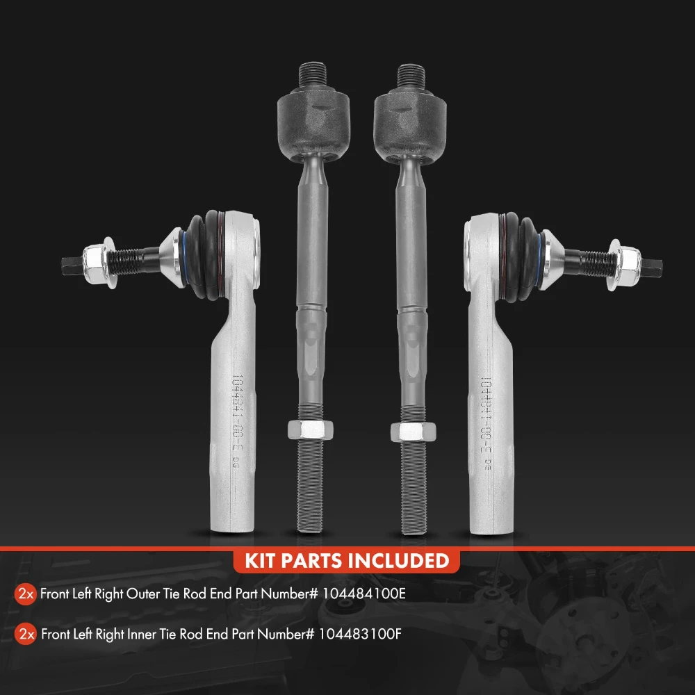 4pcs Inner Outer Left Right Tie Rod End for Tesla Model 3 2017 2018-2021 Model Y 2020-2021 104483100F 104474100E 104493199E