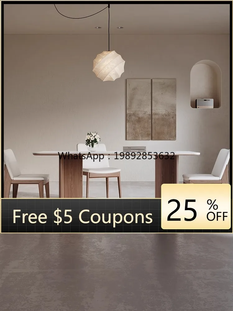 

YFY French Cream Style Solid Wood Rock Plate Dining Table for Home Small Apartment Rectangular Dining Table
