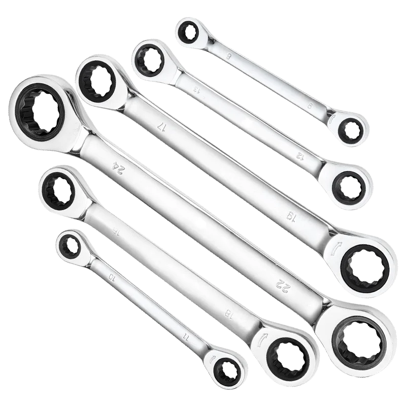 Reversible Double Head Ratchet Wrench Set - 6-27mm Chrome Vanadium Combination Spanners for Auto and DIY Repairs