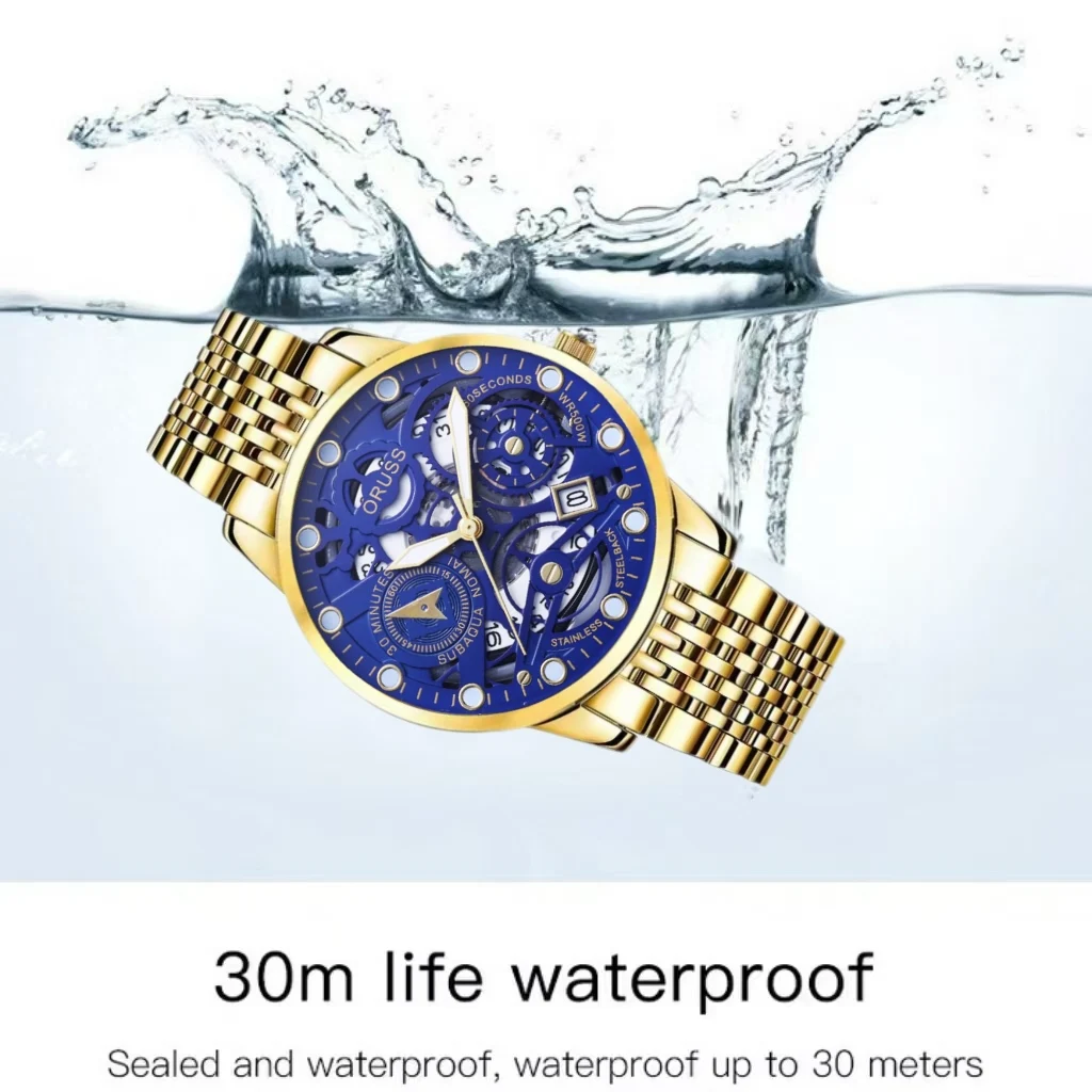 ORUSS оригинальные элитные роскошные мужские часы светящиеся часы для мужчин часы модные наручные часы из нержавеющей стали водонепроницаемые кварцевые