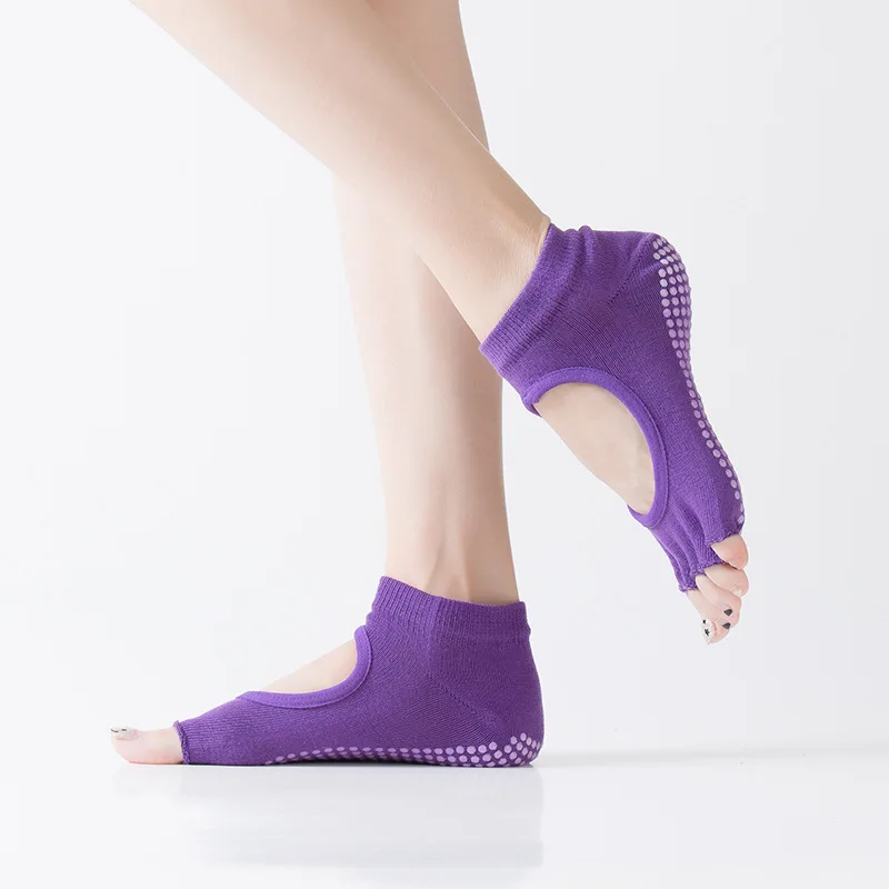 Women Five Toe Backless Pilates Socks Non-Slip Fitness Workout Yoga Socks Ladies Breathable Sports Ballet Dance Slippers for Gym image 2
