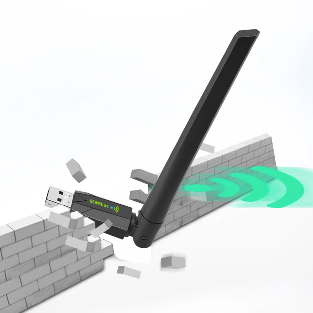 

USB-адаптер Wi-Fi 650 Мбит/с, двухдиапазонный (2.4G/5Ghz), без драйверов, беспроводная сетевая карта, USB-приемник Wi-Fi для Windows XP/7/8/8.1/10/11