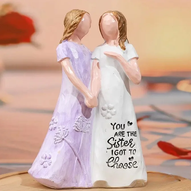 

wo sisters with high face value Friendship Angel Resin Crafts Ornaments Hand in Hand with Girls Office