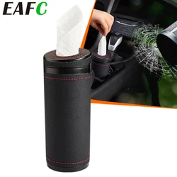 EAFC 2 IN 1Car Tissue Stowing Tidying Car Armrest Box Tissue With Emergency Window Breaking Function Tissue Cup Car Interior