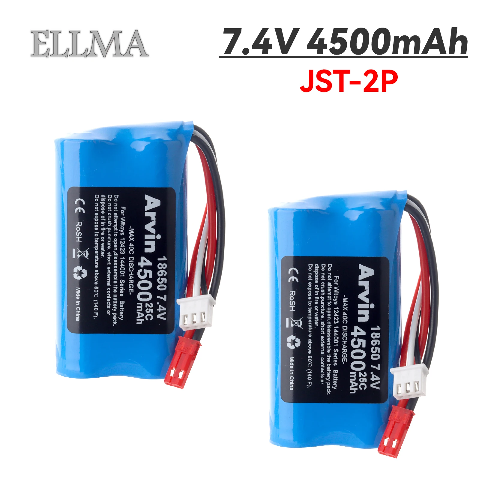 Аккумулятор 4500 мАч 7,4 В с JST/2p для WLtoys K969 K979 K989 K999 P929 P939 Radiolink RC3S RC4GS RC6GS 2S 18650