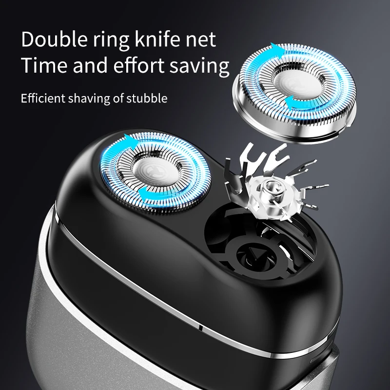 STLF Upgraded Rechargeable Electric Rotary Shaver for Men Mini Magnetic Electric Razor with 2 Heads