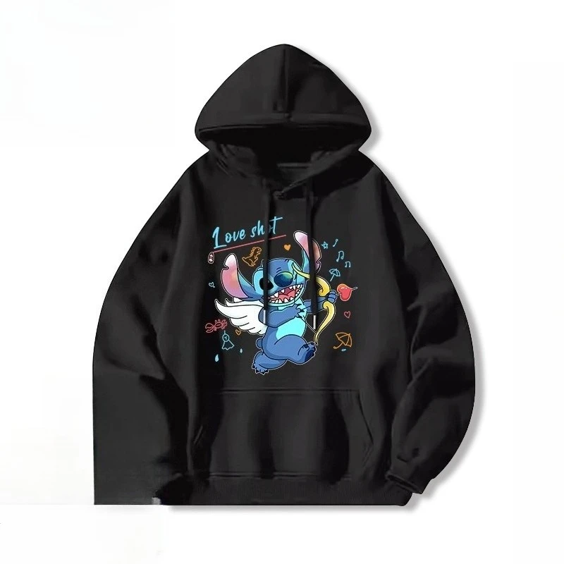 

2025 New Disney Stitch Stitch Joint Print Men's and Women's Autumn and Winter Trend Hoodie Loose Large Size Thermal Top