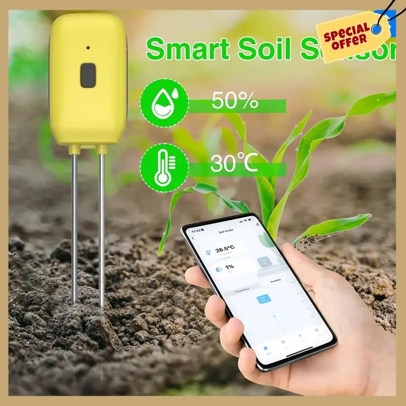 Tuya الذكية بلوتوث اختبار التربة درجة الحرارة مقياس الرطوبة مقاوم للماء مقياس الحرارة والرطوبة أتمتة كاشف الري-WMAN