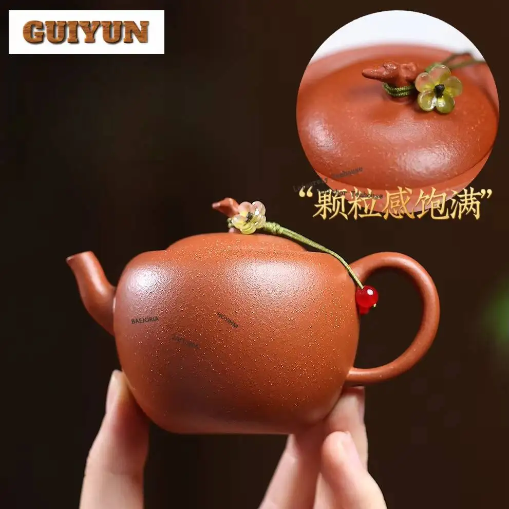 110ml Elegant Yixing Purple Clay Teapots Handmade Apple Pot Raw Ore Downhill Mud Kettle Chinese Zisha Tea Set Cafes Supplies