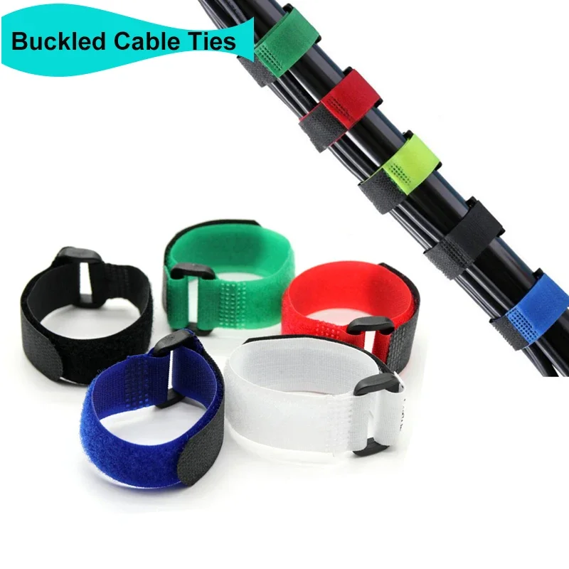 

10~300pcs Self Adhesive Cable Ties Reusable Width 20mm Bundle Fastener Nylon Hook Loop Straps Reverse Buckle Line Wire Organizer