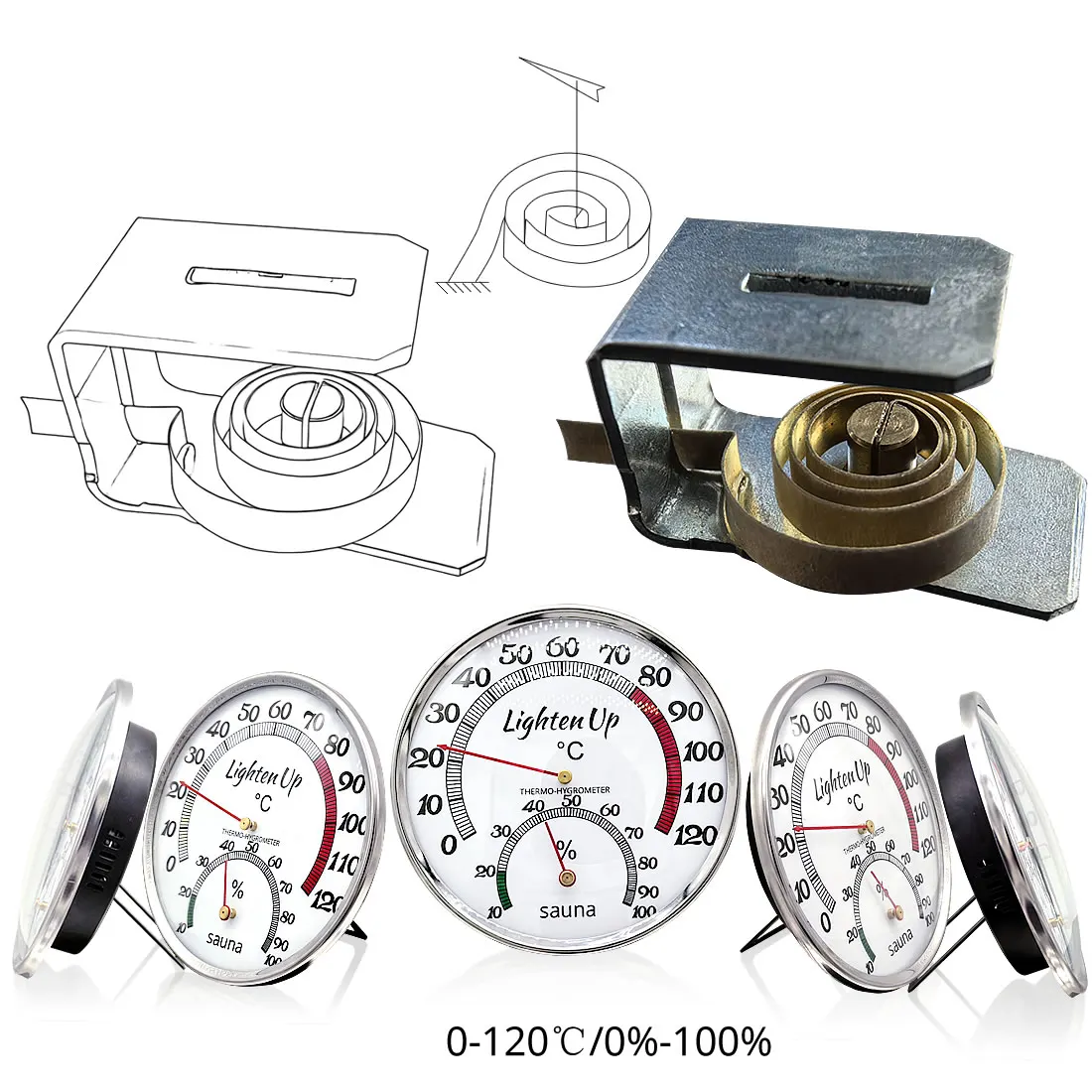 Sauna Hygrometer Metall-Fall Bad Outdoor-Verwendet Innen Und Dampf