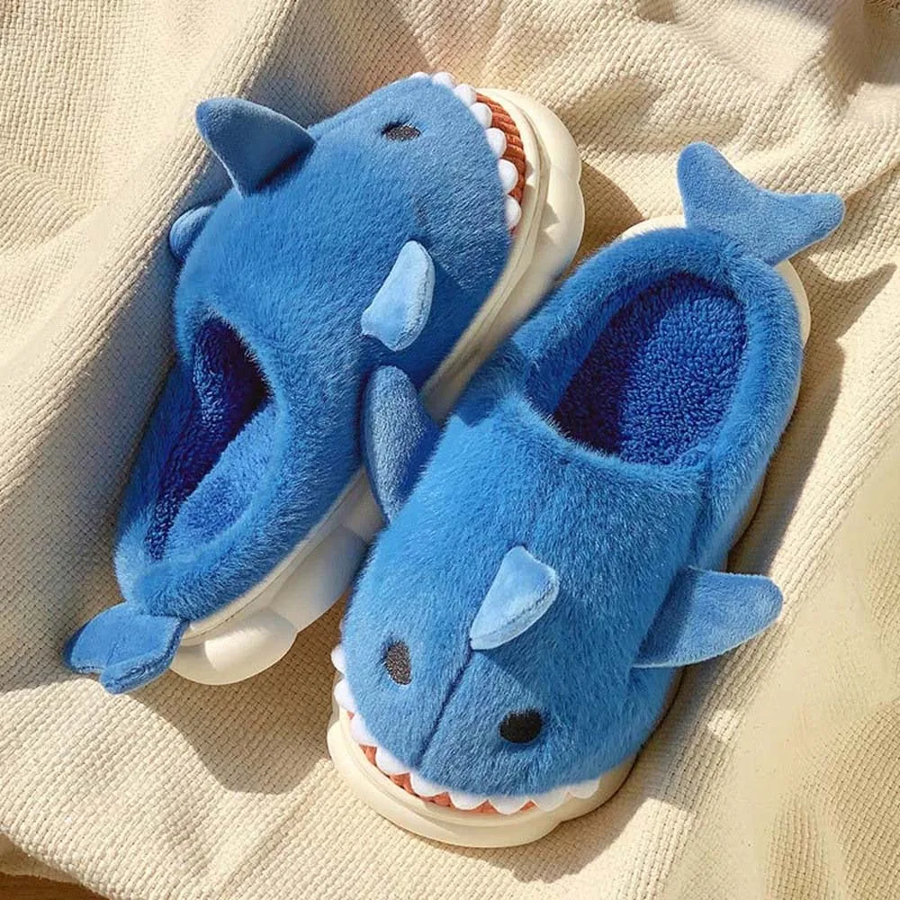 Cloudy Sharks Slipper Shark Plush Slippers Plush Slides Loafers Animals Winter Fluffy Slippers Winter Shoes Soft