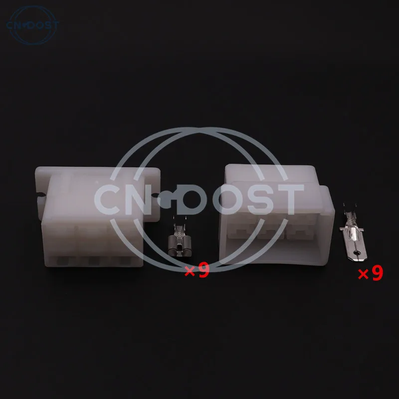 1 Set 9 Pins 6.3 Series Automobile High Current Electric Cable Socket AC Assembly Auto Plastic Housing Unsealed Plug