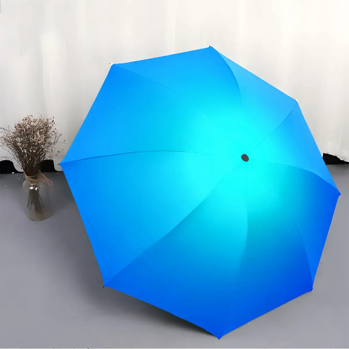 

Складной зонт с градиентным дизайном - от бирюзового до темно-синего, 8-спицевый, ветрозащитный, всепогодный, компактный дорожный зонт