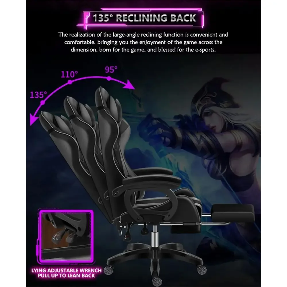 Ergonomic High-Back Gaming Chair with LED RGB Lights, Speakers, and Massage for Adults in Red view 6