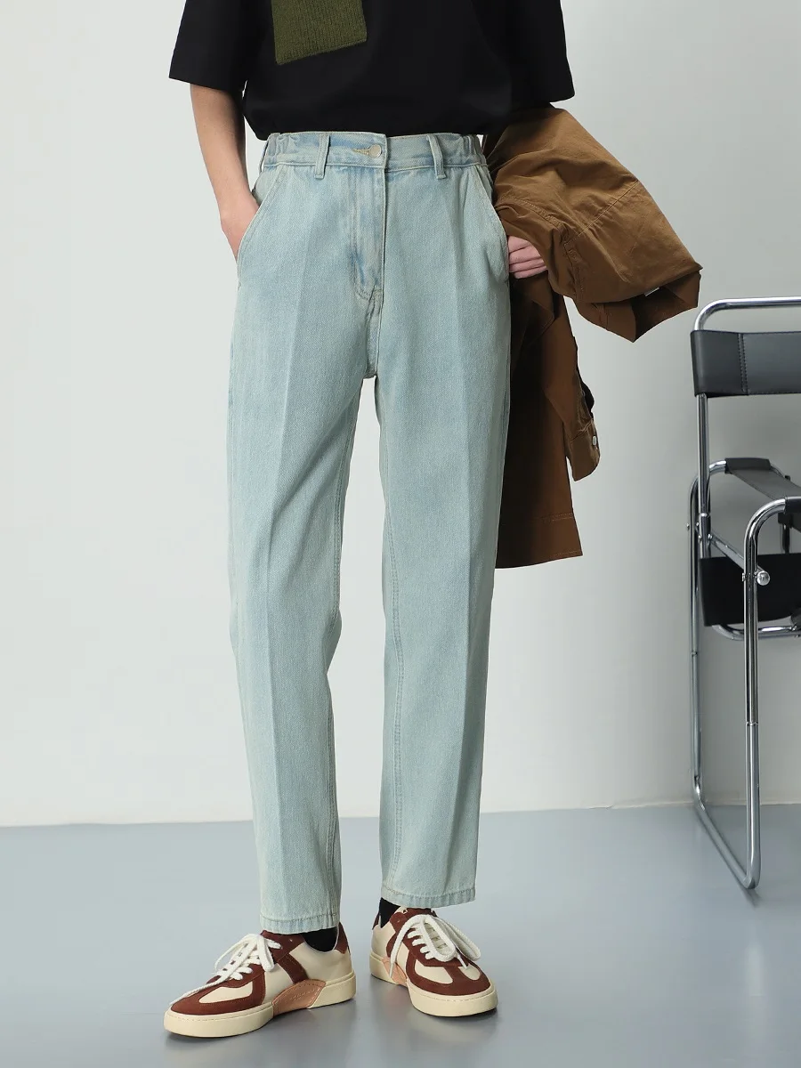 

Spring Autumn New Sle Light Wa Men's Jeans Trendy All-Match Slant Insert ket Conical Fit Straight Leg Long Pants