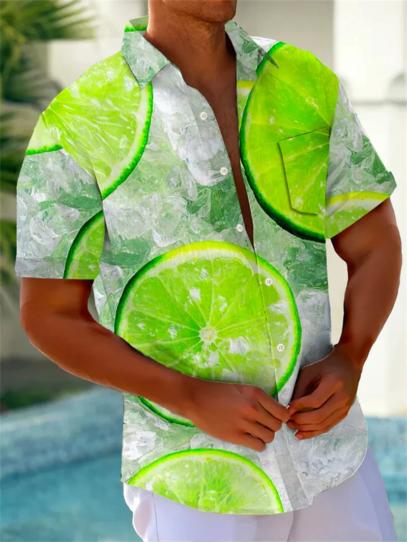 2025 new men's short sleeved shirt skull face 3D printed short sleeved retro loose oversized men's holiday clothing