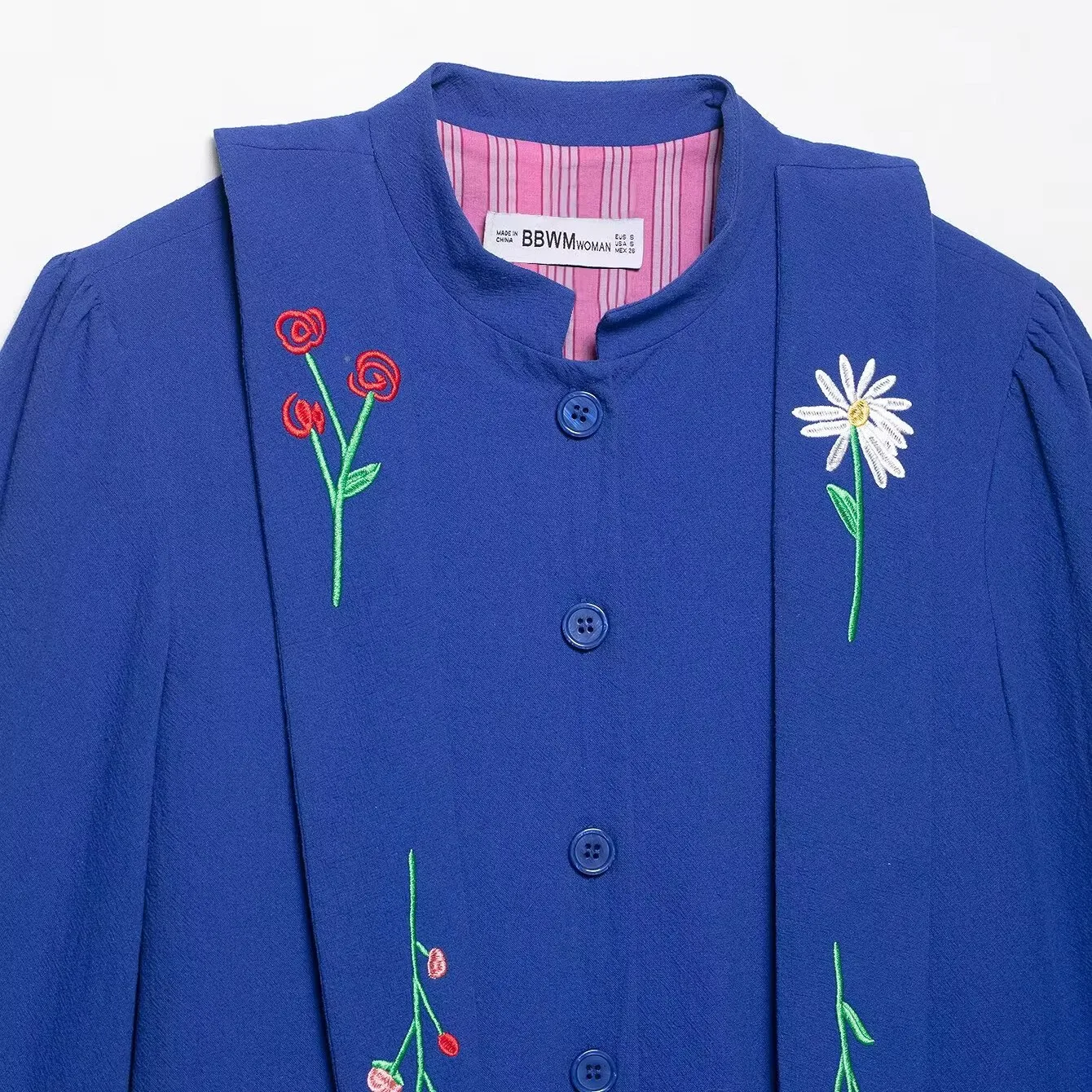 

JNLEAOG женская модная вышитая куртка, осенняя новинка, прямой крой из полиэстера, длинный воротник-стойка, тонкий, недеформируемый