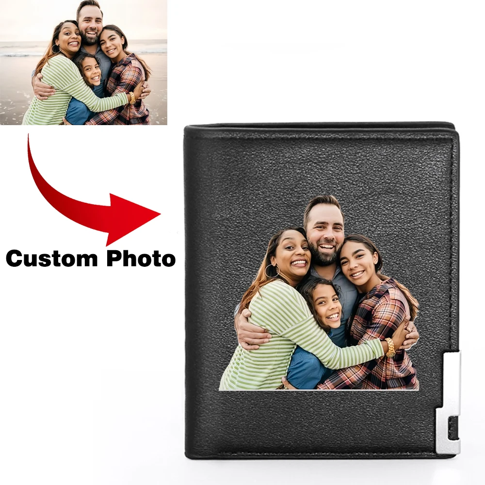 

Men's Personalised Custom PU Short Wallet, Photo Printing Wallet For Birthday Gift, Men's Card Holder Wallets