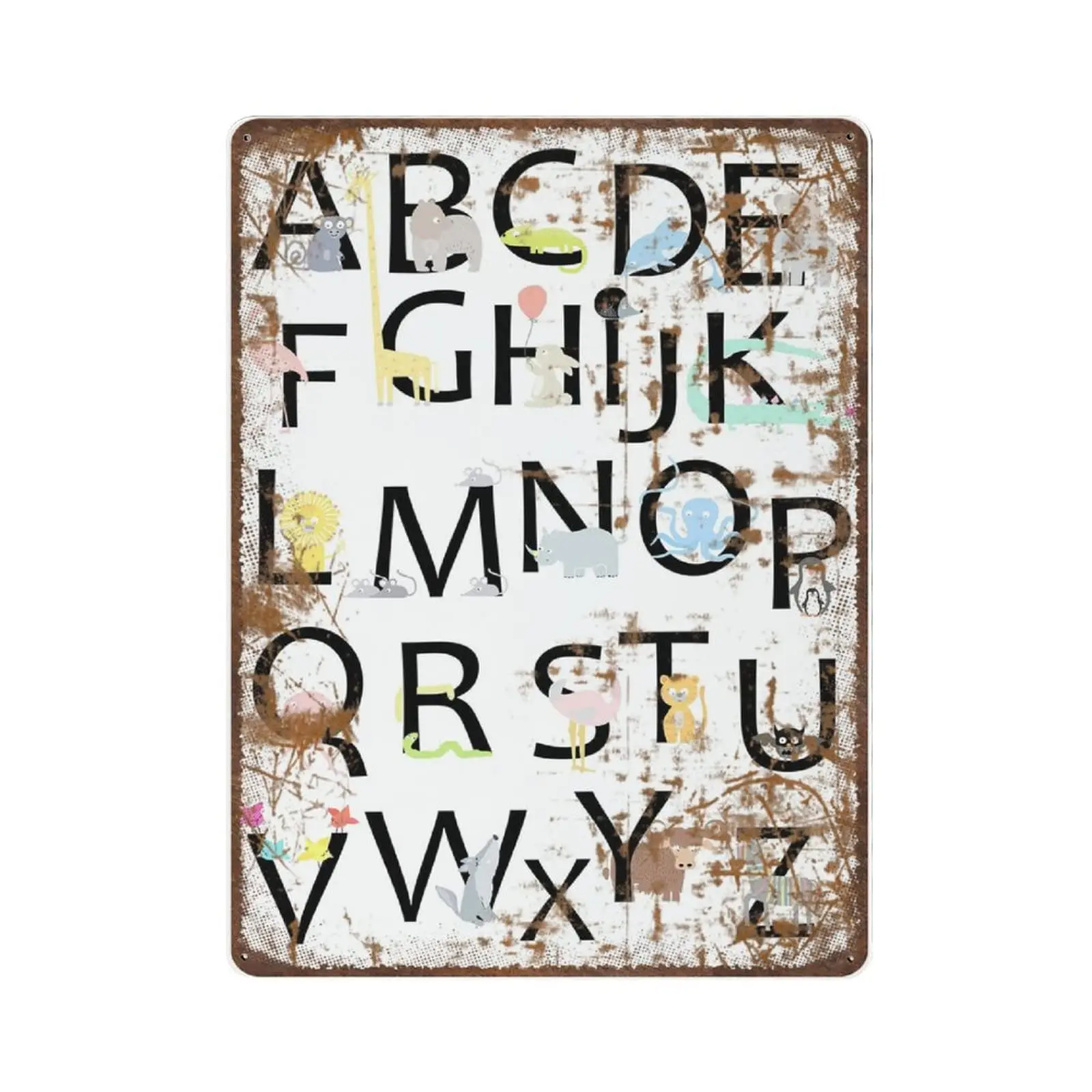 

Antique Durable Thick Metal Sign,Alphabet ABC Learning Tin Sign,Gift Schooling,Novelty Nursery Signs for Home Kitchen Cafe Bar M