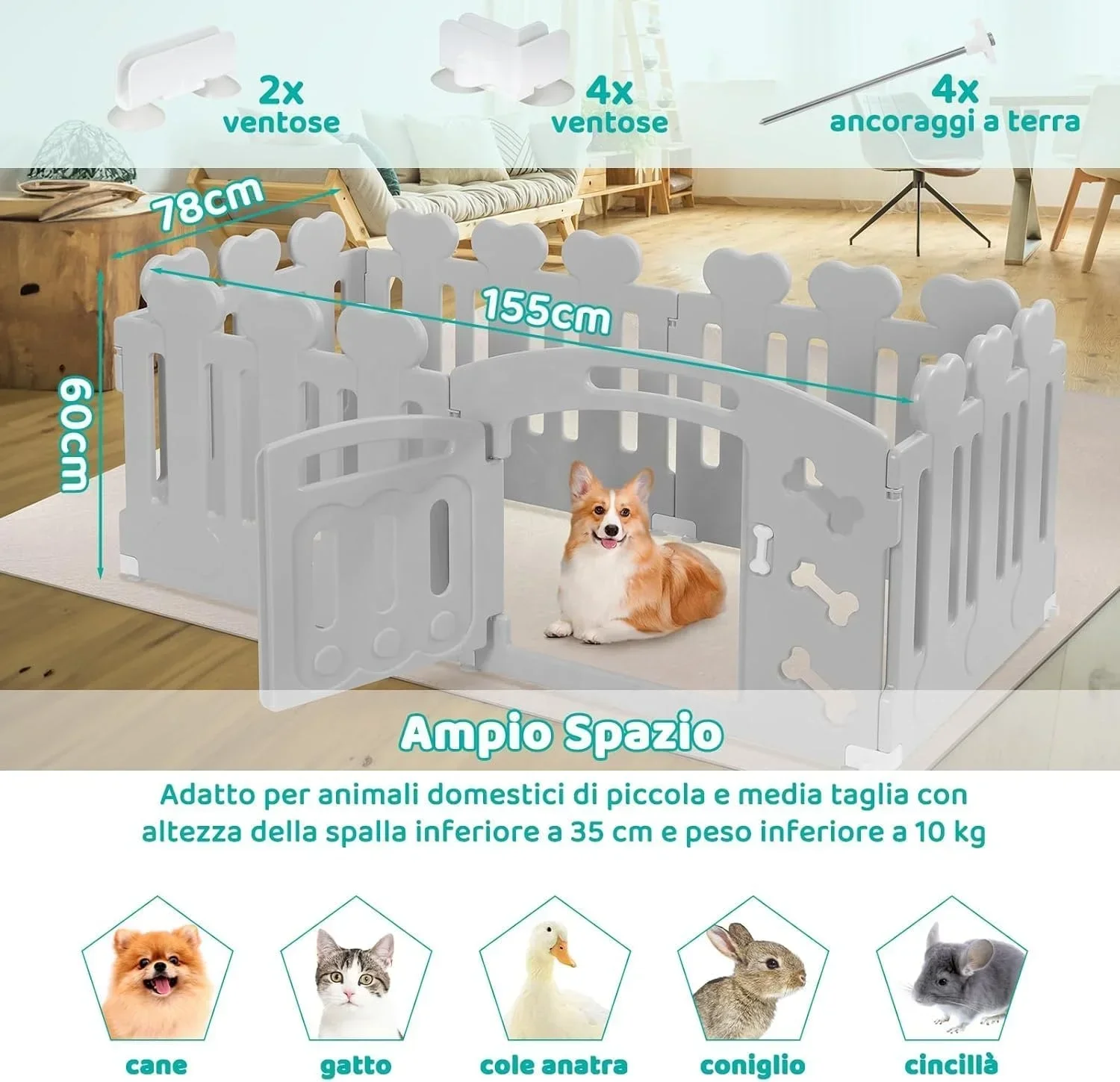 Optimum Pet Safety Gate Fence Dog Playpen Kids Enclosure Puppy Barrier Plastic Activity Centre Play Yard Double Locking System