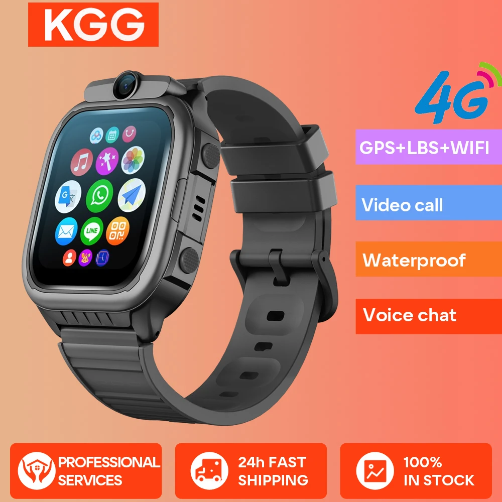 KGG Kids GPS 4G Watch Video Call Phone Watch GPS Tracker SOS Call Back Monitor Smartwatch Children Alarm Clock Students.