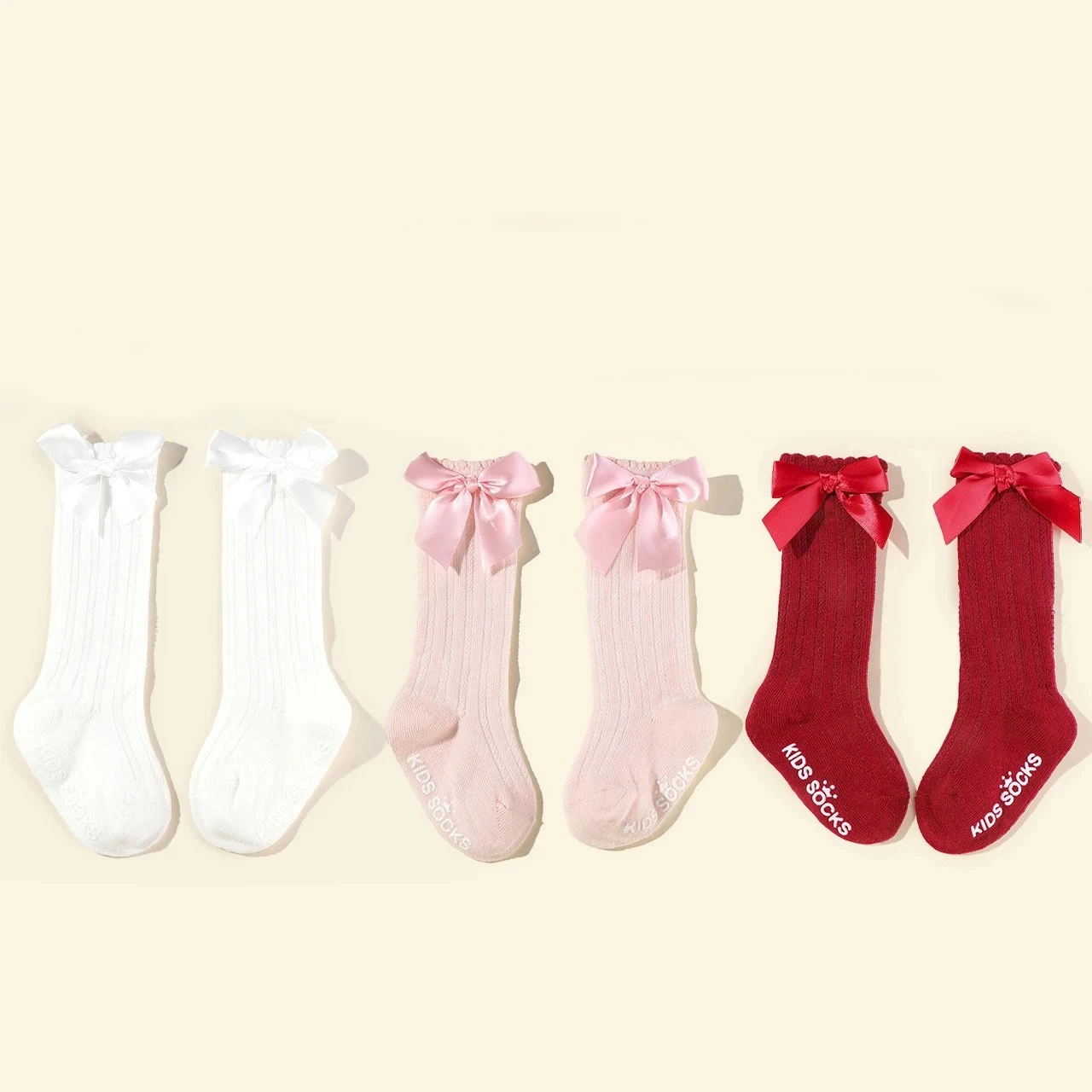 

Baby Bow Turban Cap Socks Elastic Bowknot Beanies Solid Color Knitted Stockings Boy Girl Spring Autumn Headscarf Bonnet