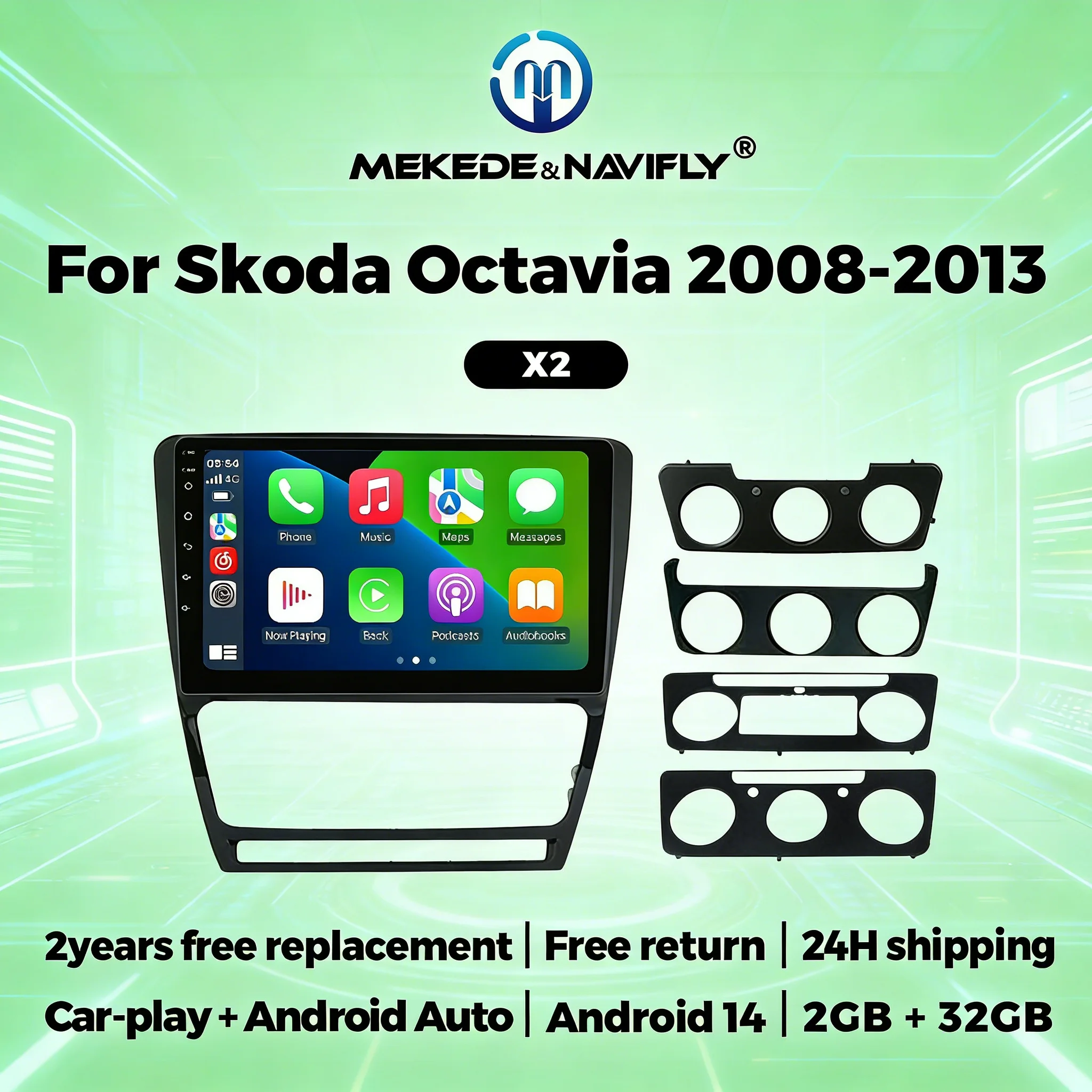 

Мультимедийный видеоплеер с Android Auto и CarPlay, Wi-Fi, GPS-навигацией и FM-радио для Volkswagen SKODA Octavia 2 A5 2008-2013