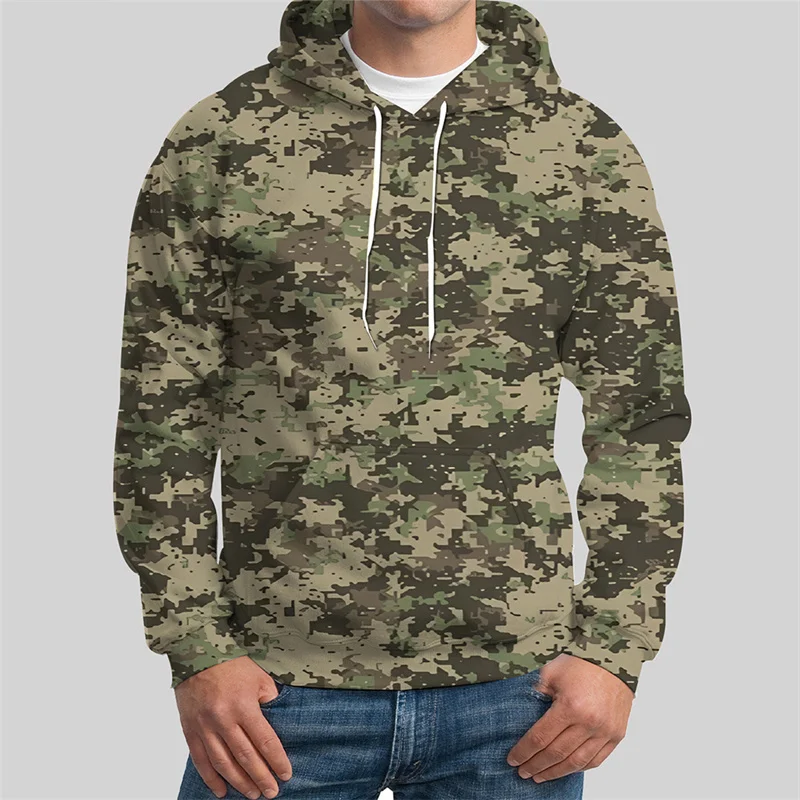 Camo Pattern Męskie bluzy z kapturem Jesień Zima Długi rękaw 3D Nadrukowane bluzy sportowe na zewnątrz 6XL Plus Size Street Hoodies