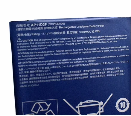 AP11D3F AP11D4F 11.1V 36.4Wh bateria do portátil para Acer Aspire S3 S3-951 MS2346 3ICP5/65/88 3ICP5/67/90